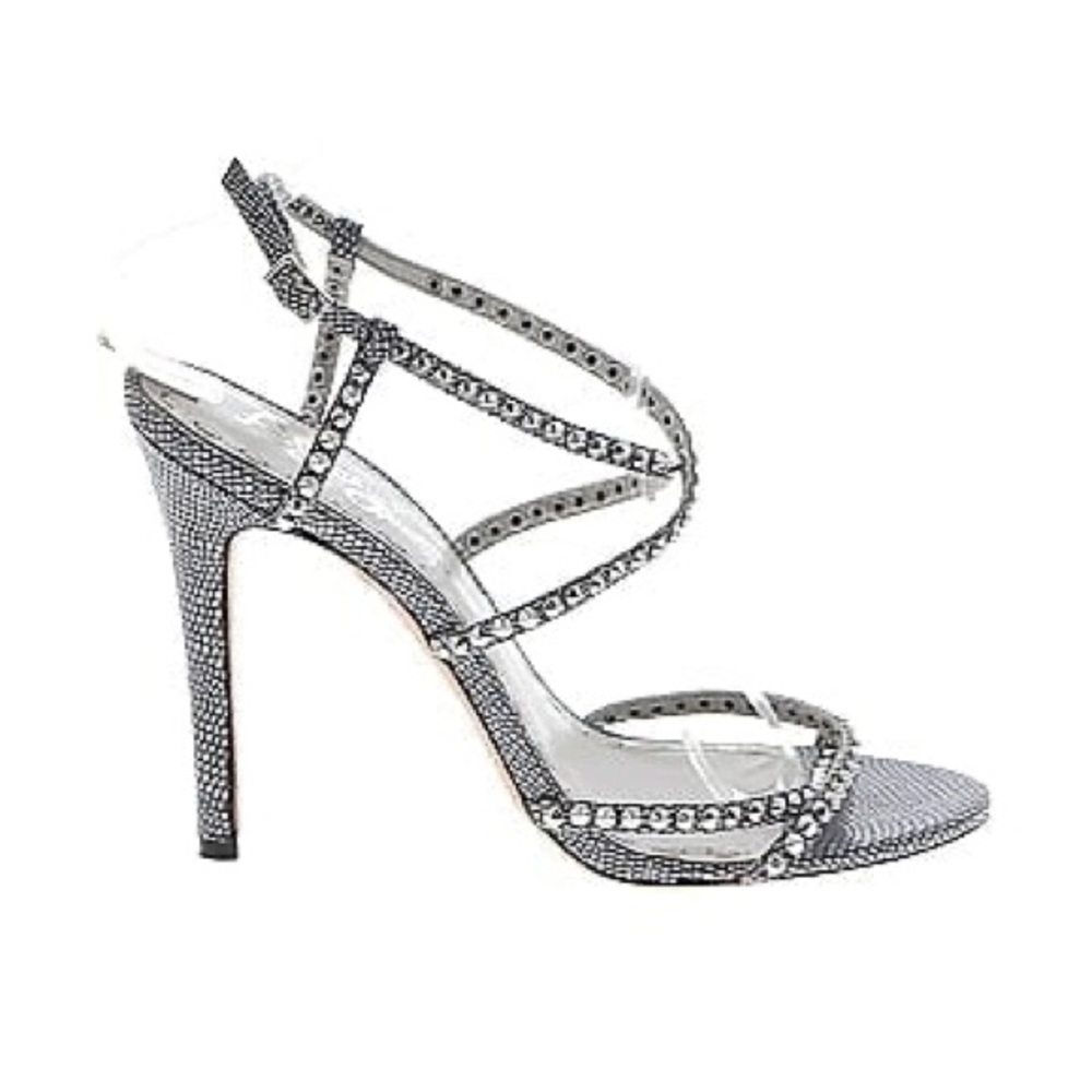 Alice + Olivia silver studded open toe high heels sz 40 (9-9.5)